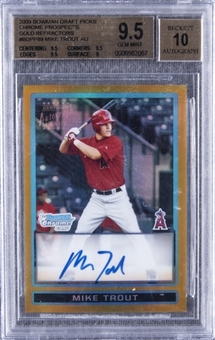 2009 Bowman Chrome Draft Prospects #BDPP89 Mike Trout (Gold Refractor) Signed Rookie Card (#20/50) – BGS GEM MINT 9.5/BGS 10